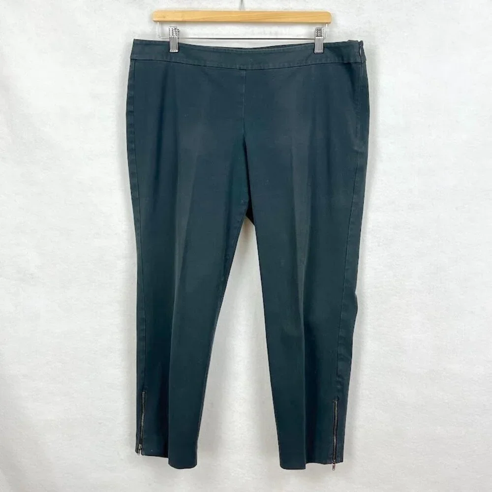 Eileen Fisher Straight Leg Pants Cotton Comfort Style Grandma Core Stretch L